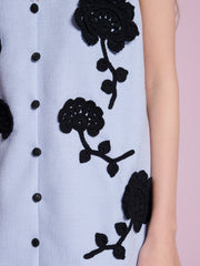 Dorie Crochet Floral Mini Dress Cornflower Blue / Z