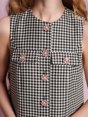 Petal Houndstooth Mini Dress Black & White / Z
