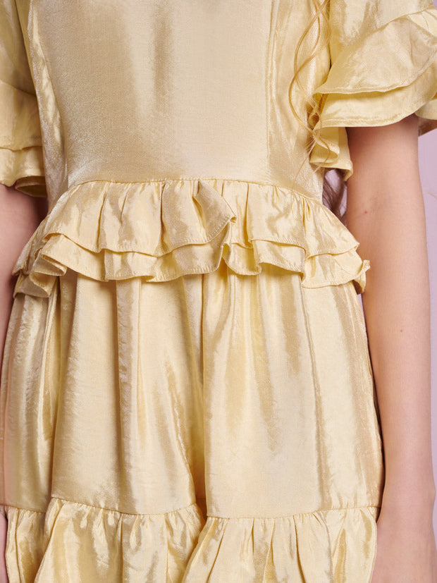 Buttercup Ruffle Mini Dress Pastel Yellow / Z