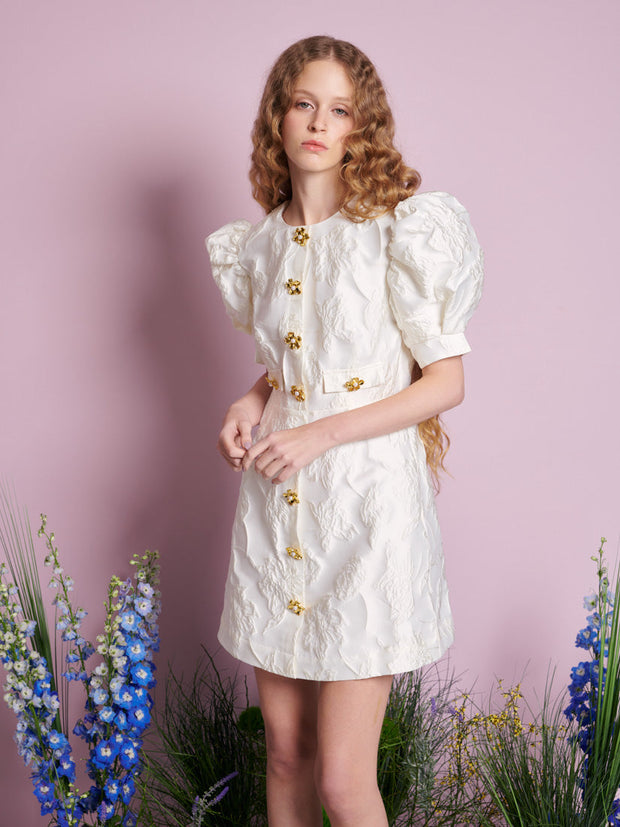 Anemone Jacquard Mini Dress Pearl Ivory / Z