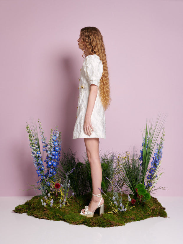 Anemone Jacquard Mini Dress Pearl Ivory / Z