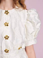 Anemone Jacquard Mini Dress Pearl Ivory / Z