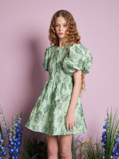 Clover Jacquard Mini Dress Pistachio Green / Z