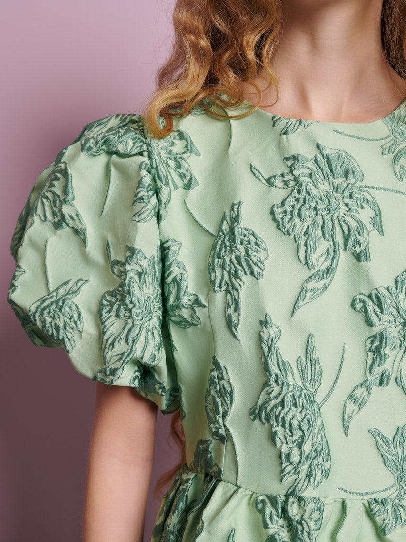sister jane☆Clover Jacquard Mini Dress ワンピース【UK発】 Sister Jane Clover jacquard mini dress in sage green | ASOS