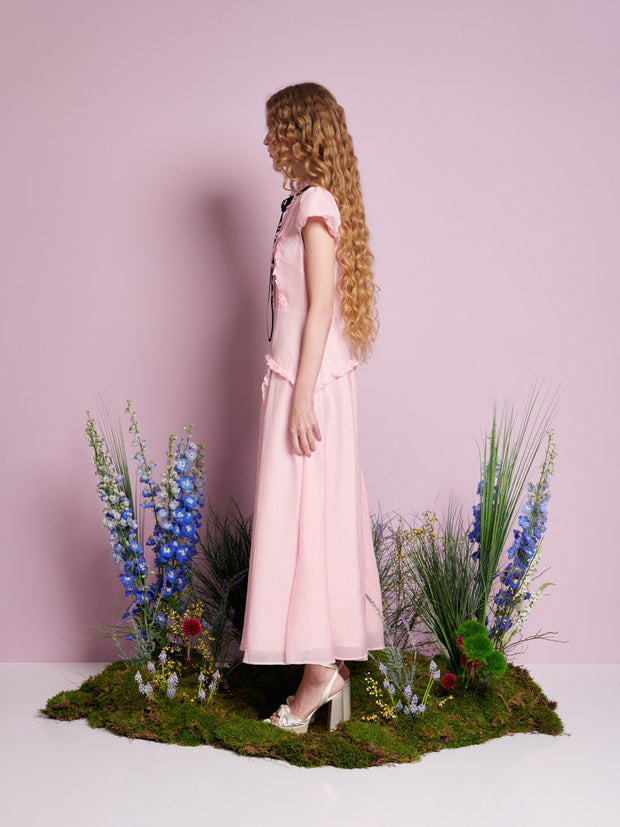 Primrose Ruffle Maxi Dress Baby Pink / Z