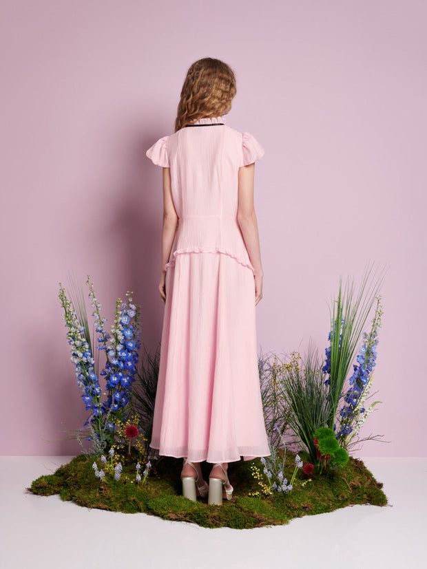 Primrose Ruffle Maxi Dress Baby Pink / Z