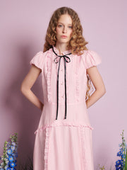 Primrose Ruffle Maxi Dress Baby Pink / Z
