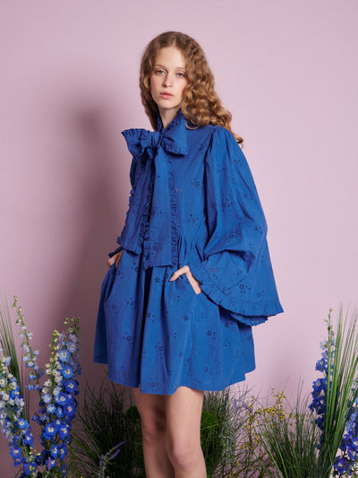 Meadow Sage Bow Mini Dress Royal Blue / Z