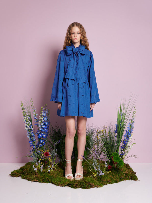 Meadow Sage Bow Mini Dress