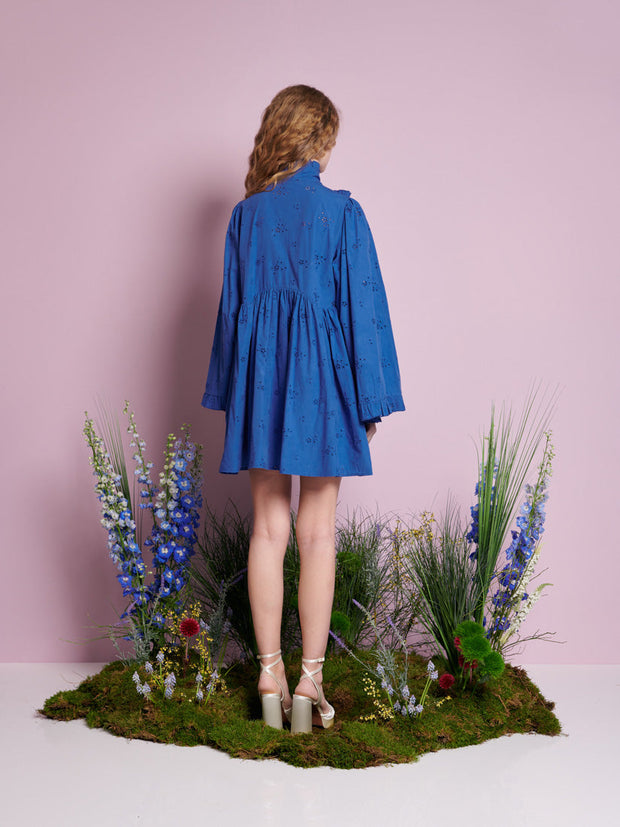 Meadow Sage Bow Mini Dress Royal Blue / Z