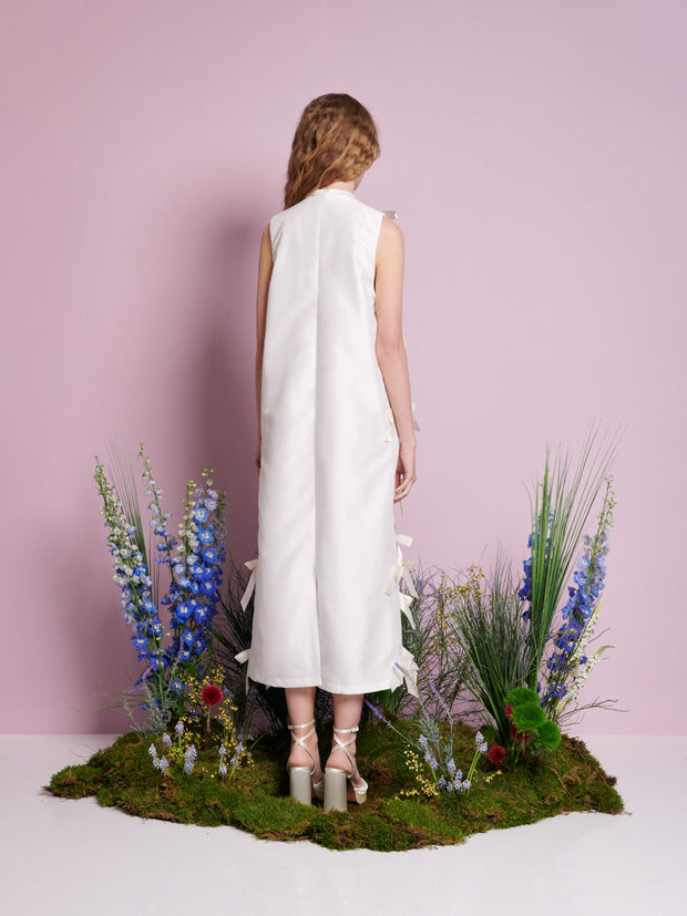 Snowdrop Bow Midi Dress Pearled White / Z