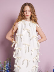 Snowdrop Bow Midi Dress Pearled White / Z