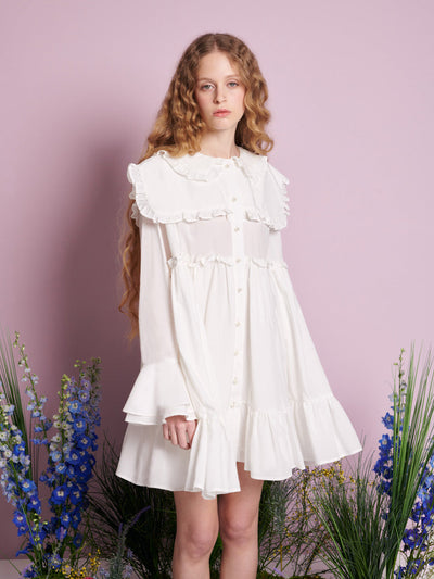 Sweet Pea Collar Mini Dress Pearled White / Z