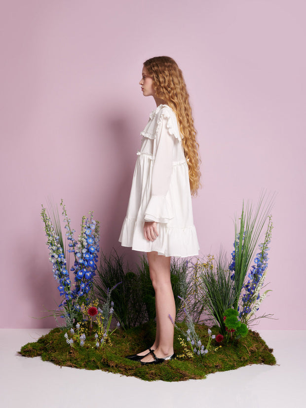 Sweet Pea Collar Mini Dress Pearled White / Z