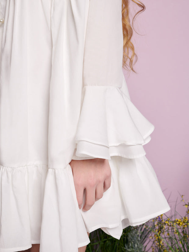 Sweet Pea Collar Mini Dress Pearled White / Z