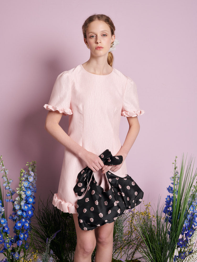 sister jane pink ruffle dress Sister Jane puff sleeve ruffle mini dress in light pink