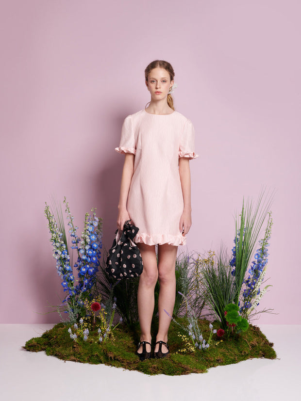 sister jane pink ruffle dress Reverie Ruffle Midi Dress Baby Pink / S