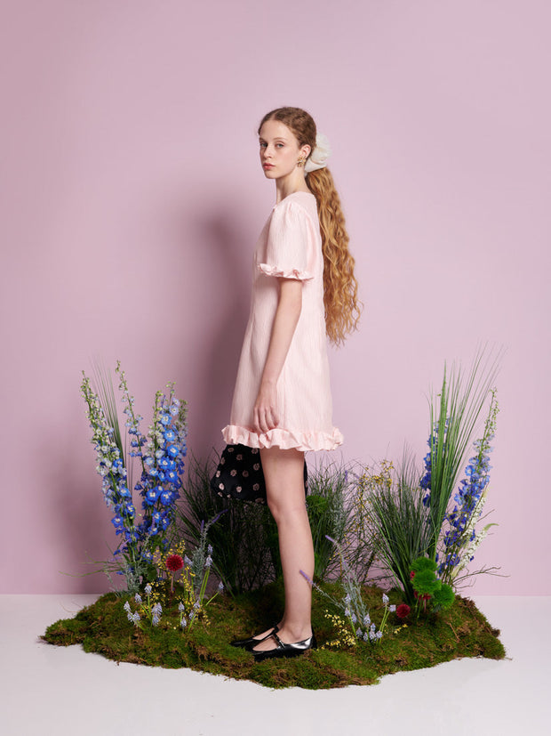 Harebell Ruffle Mini Dress Baby Pink / Z
