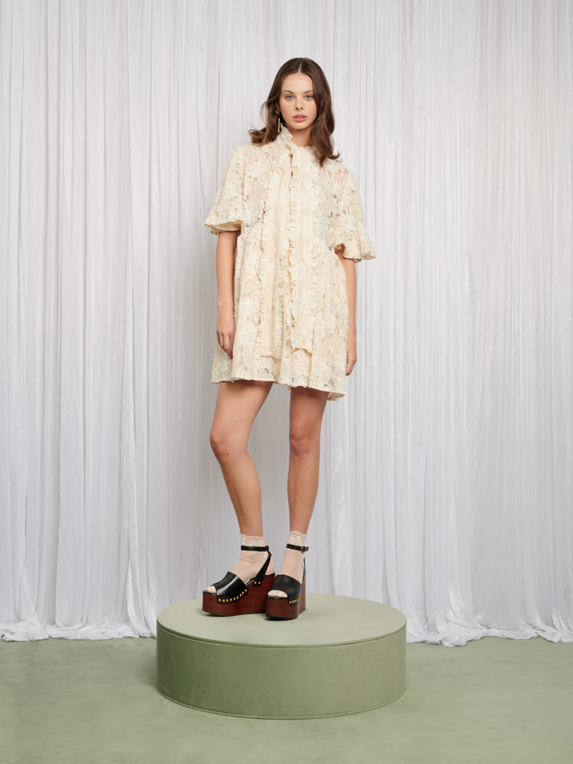 sister jane lace dress Sister Jane lace bell sleeves midaxi dress in black