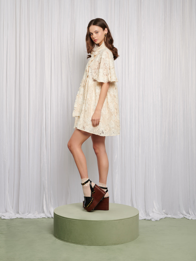 Romance Lace Mini Dress Vintage Ivory / XS