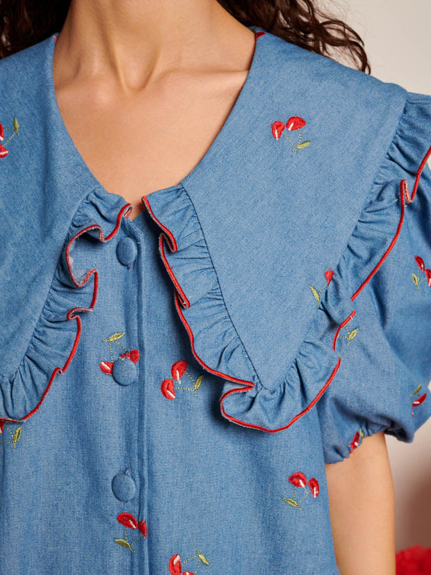 Lola Denim Mini Dress Sky Blue / Z