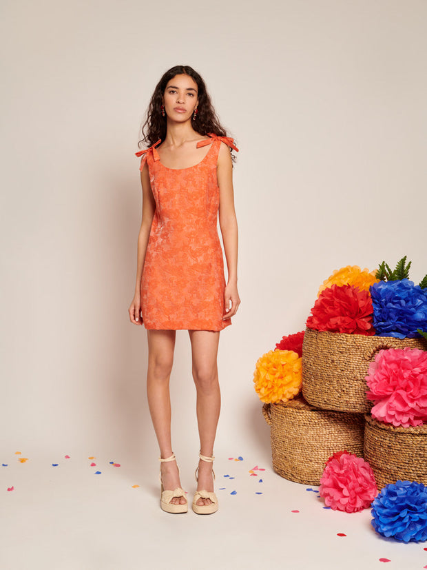 Neroli Bow Jacquard Mini Dress