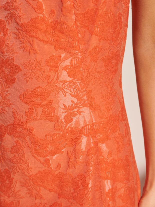 Neroli Bow Jacquard Mini Dress Sun Orange / Z