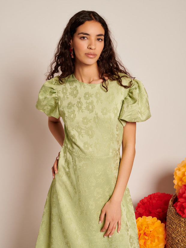 Olive Ruffle Midi Dress Sage Green / Z