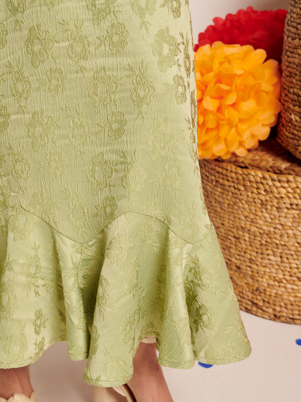 Olive Ruffle Midi Dress Sage Green / Z