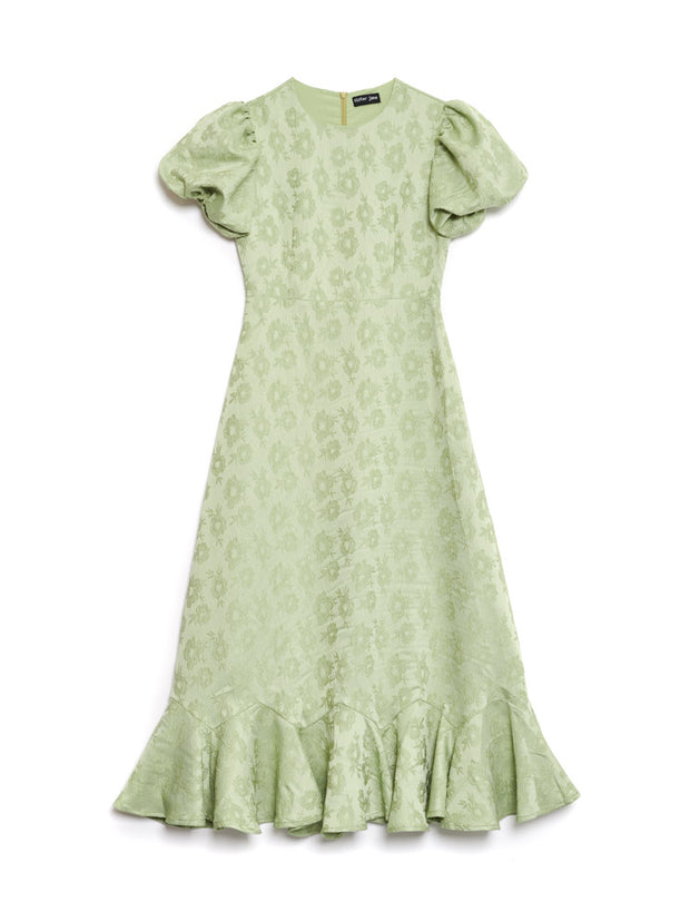 Olive Ruffle Midi Dress