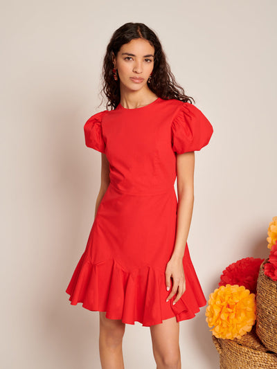 Pepper Ruffle Mini Dress Vermillon Red / Z