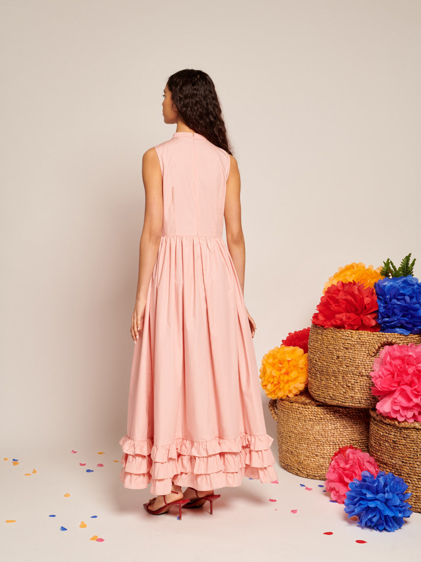 pink sister jane dress Sister Jane Pink Tiered Skirt Woven Mini Puff Sleeve Dress  House Of  Huntington