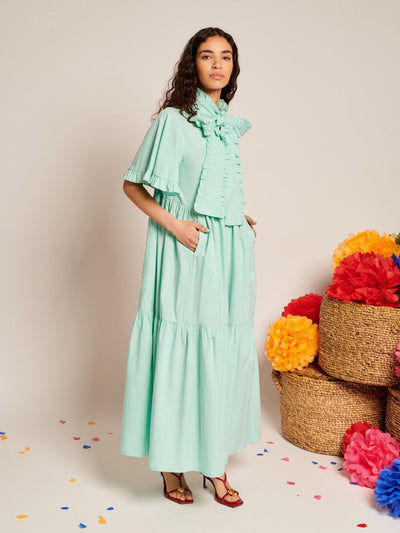 Adriana Bow Midi Dress Turquoise Blue / Z