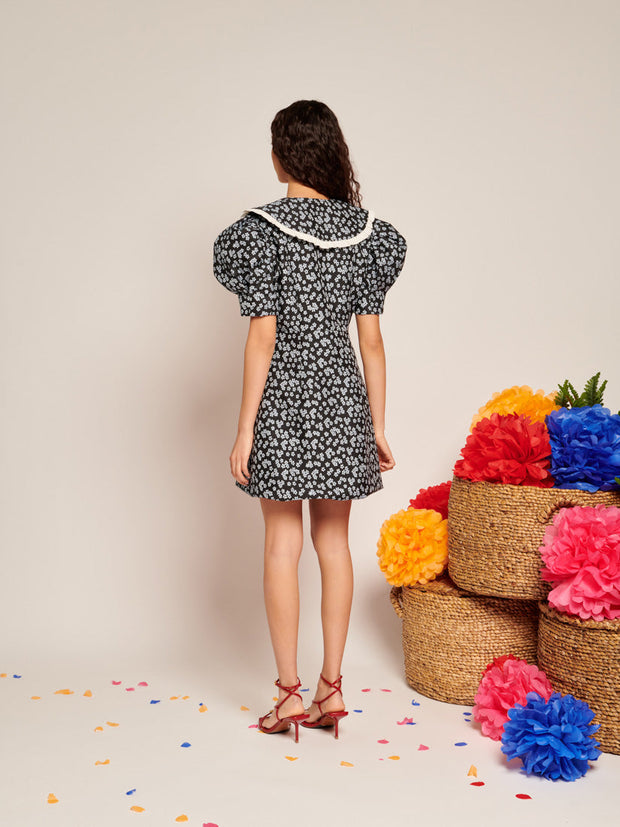 Ditsy Jacquard Mini Dress Coal Black / Z