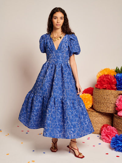 Luna Jacquard Midi Dress Cobalt Blue / Z