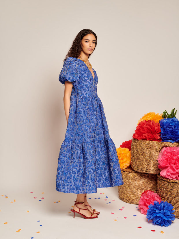 Luna Jacquard Midi Dress Cobalt Blue / Z