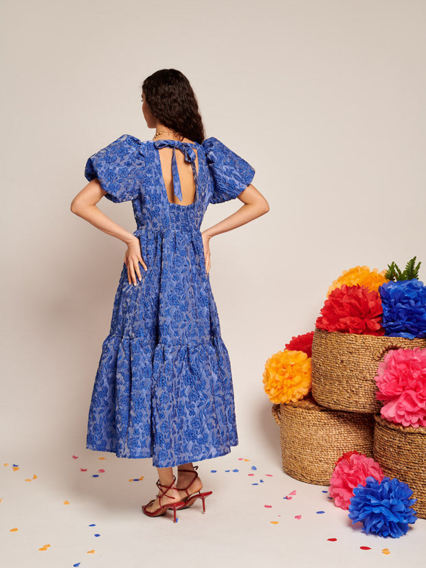 Luna Jacquard Midi Dress Cobalt Blue / Z