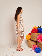 Catalina Bows Mini Dress Leopard Tan / Z