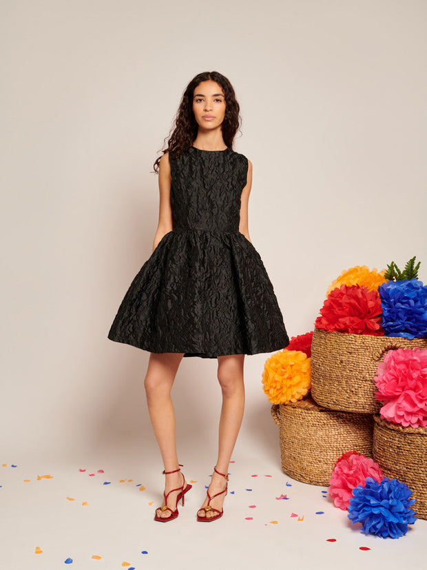 Lucia Jacquard Open Back Mini Dress