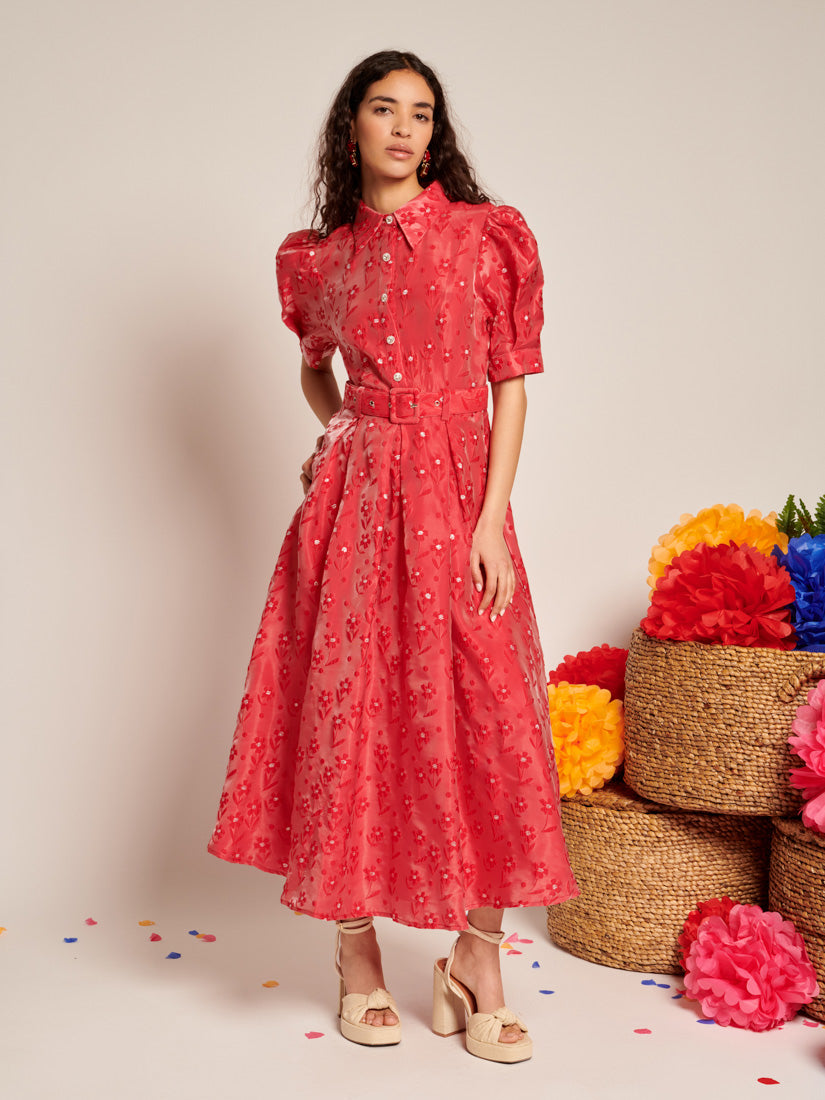 ワンピース sister jane jacquard dress Sister Jane bow front jacquard midaxi dress in red and black