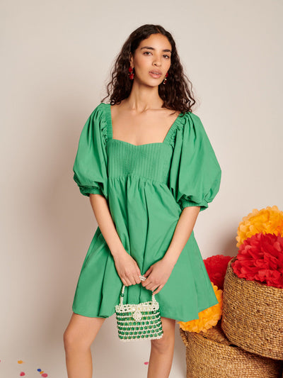 Esmeralda Pleated Mini Dress Opal Green / Z
