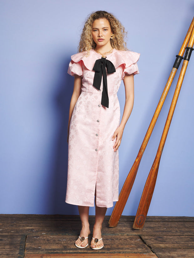Hazel Jacquard Midi Dress Nude Pink / Z