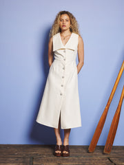 Birdie Collared Midi Dress Ivory Cream / Z