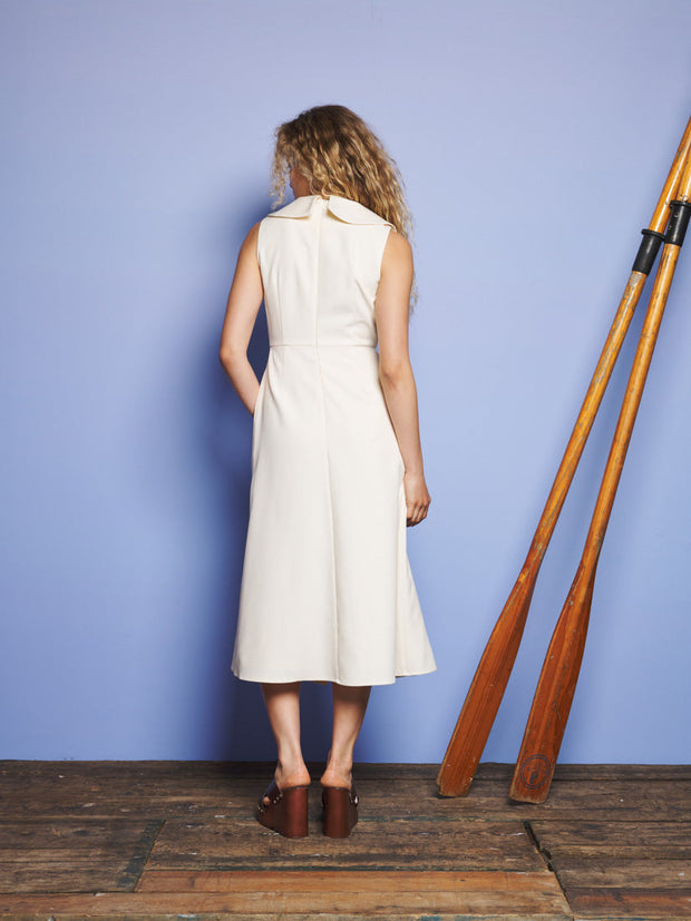 Birdie Collared Midi Dress Ivory Cream / Z