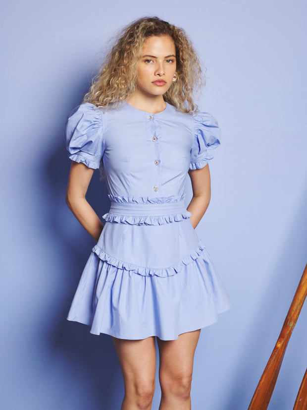 Skye Ruffle Mini Dress Cornflower Blue / Z