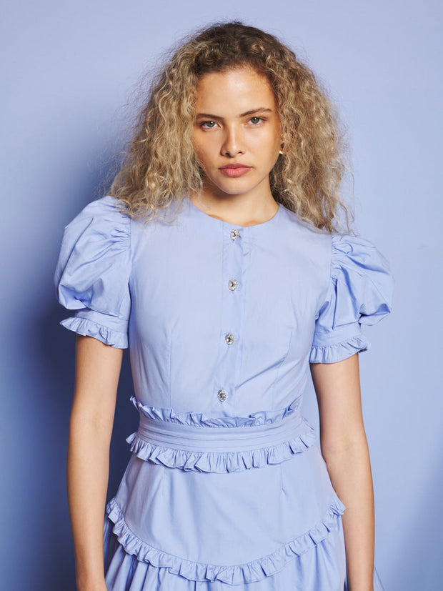 Skye Ruffle Mini Dress Cornflower Blue / Z
