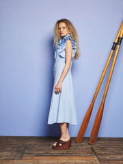 Glassy Ruffle Pleat Midi Dress Cornflower Blue / Z