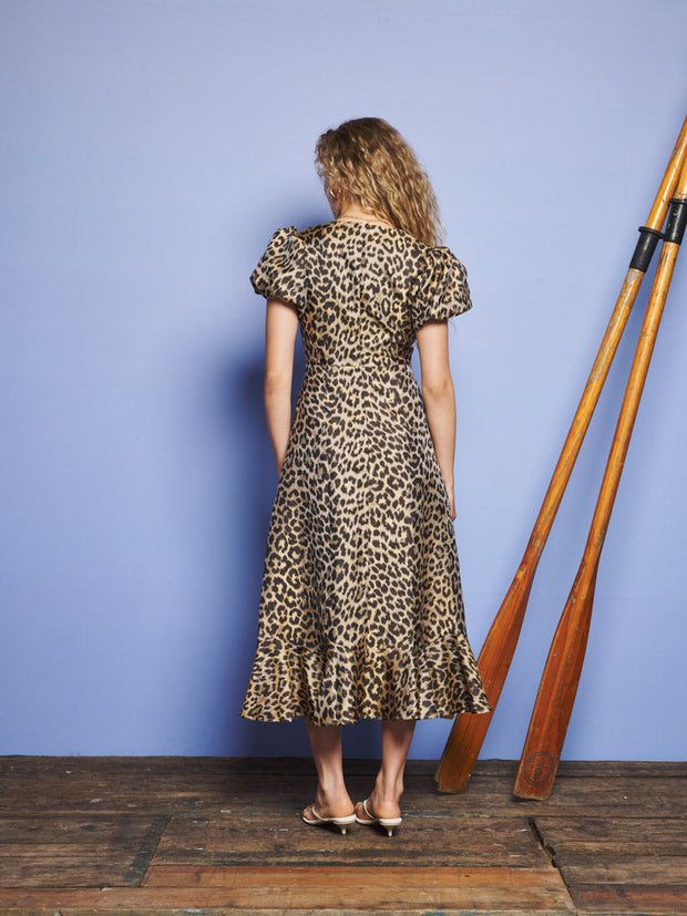 Brooke Jacquard Midi Dress Leopard Tan / Z