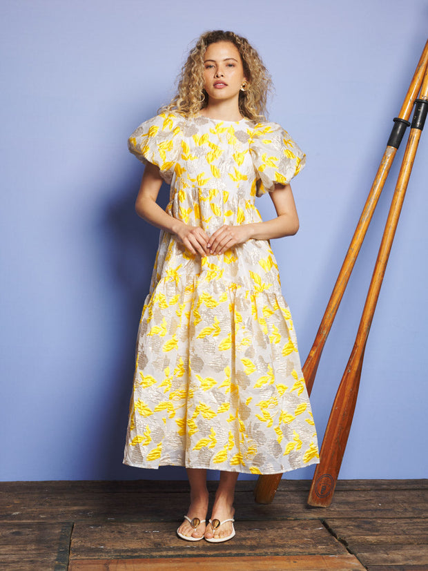 Heat Haze Jacquard Midi Dress Sunflower Yellow / Z