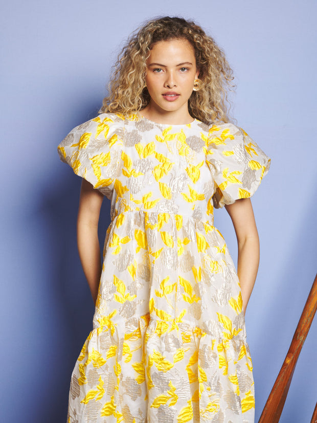 Heat Haze Jacquard Midi Dress Sunflower Yellow / Z